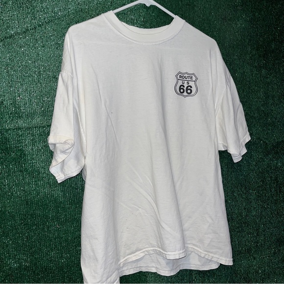vintage Y2K US Route 66 DISTRESSED White Shirt XL M&O tag Tourist Vacation - Picture 3 of 7
